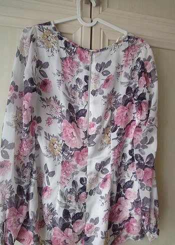 Pembe Çiçek Desenli Bohem Kadın Bluz - Görsel 6