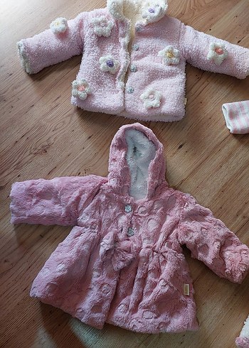 Civil Bebek Kız Örgü Pembe Mont ve Tulum Seti