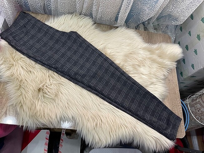 Çizgili Gri Tayt Pantolon - Görsel 4