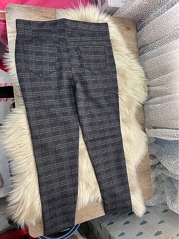 Çizgili Gri Tayt Pantolon - Görsel 2