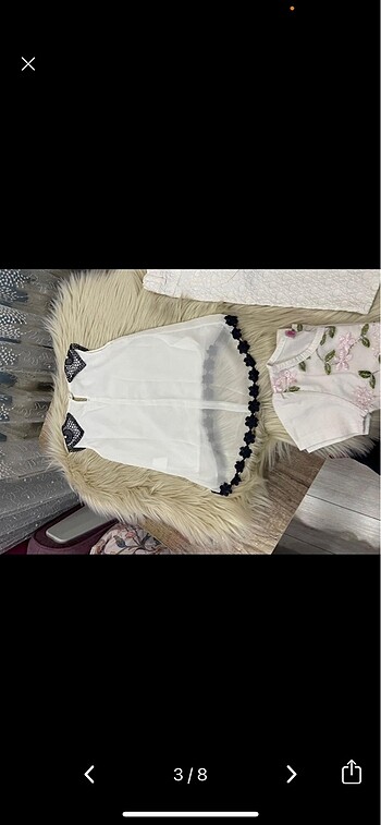 2 yaş beyaz şifon bluz pantolon takım - Görsel 3