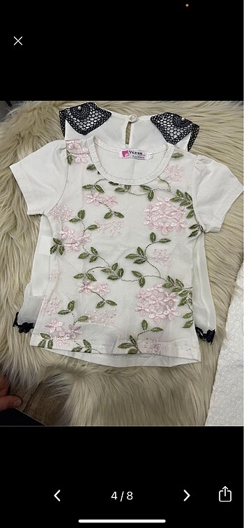 2 yaş beyaz şifon bluz pantolon takım - Görsel 4