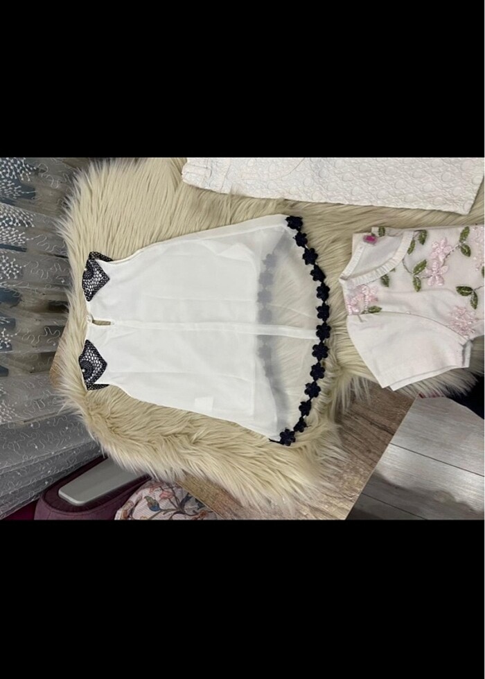 2 yaş beyaz şifon bluz pantolon takım - Görsel 3