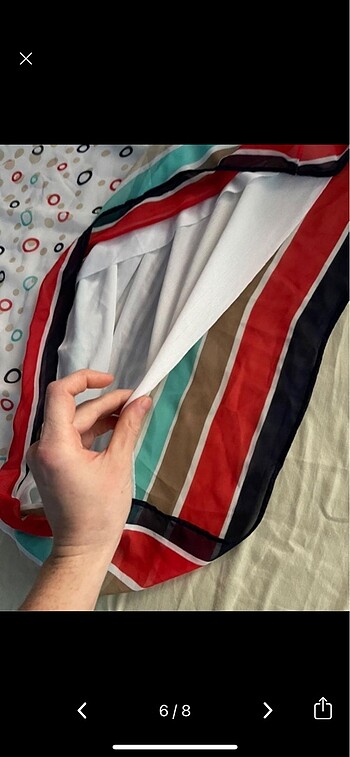 Astarlı desenli beyaz salaş bluz - Görsel 6