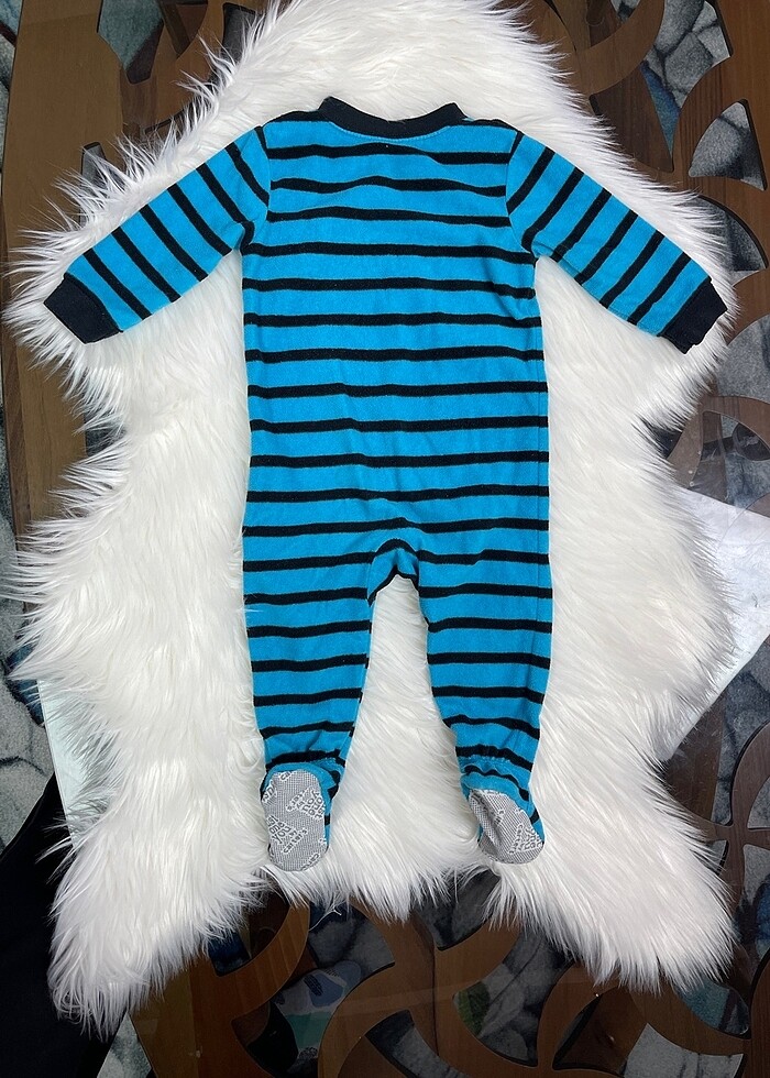 Terletmez penguenli çizgili mavi tulum - Görsel 2