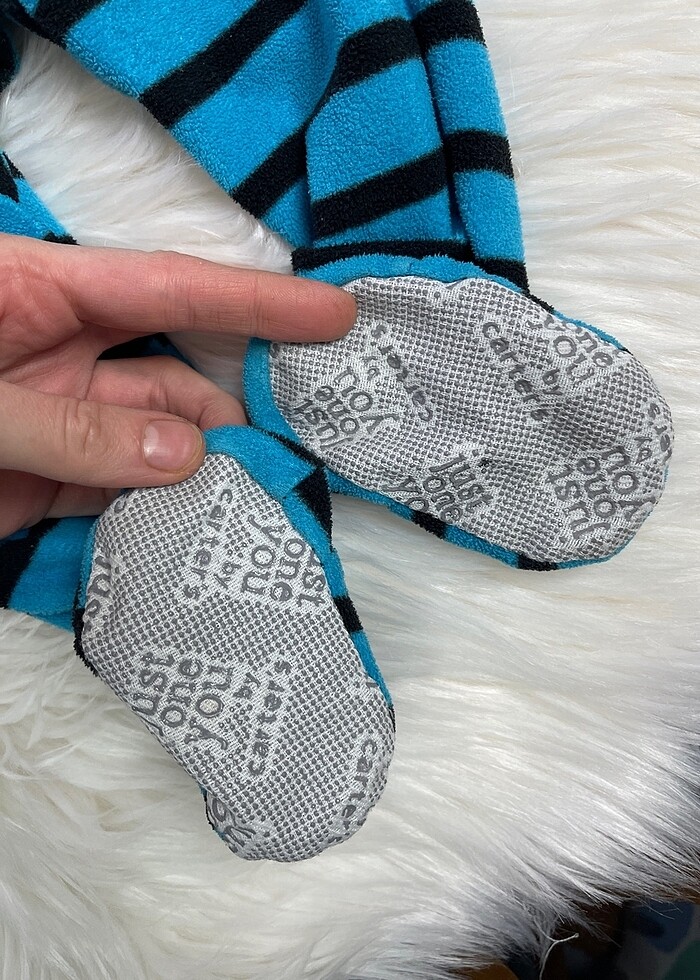 Terletmez penguenli çizgili mavi tulum - Görsel 3