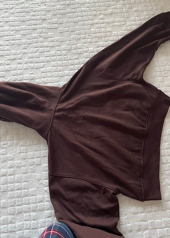 Kadın Kahverengi Kapüşonlu Sweatshirt - Görsel 3