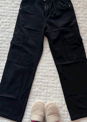 Kadın bershka Siyah kargo pantolon - Görsel 6