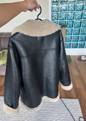 Mango Kürk Detaylı Kahverengi Deri Kadın Kış Ceketi - Görsel 4