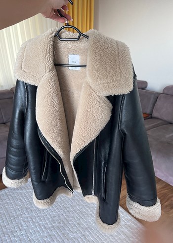 Mango Kürk Detaylı Kahverengi Deri Kadın Kış Ceketi - Görsel 5