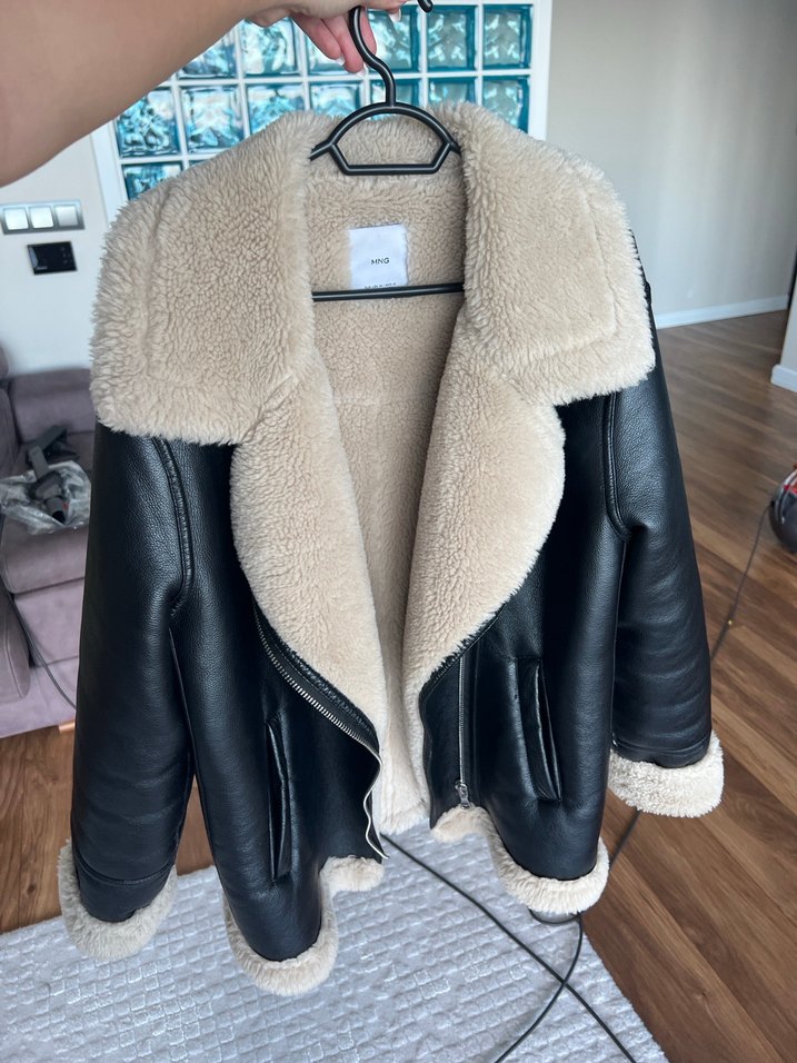 Mango Kürk Detaylı Kahverengi Deri Kadın Kış Ceketi - Görsel 3