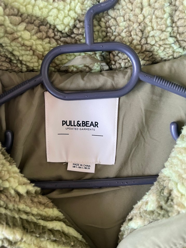 Pull&Bear Kadın Yeşil Bağlama Desenli Peluş Ceket - Görsel 2