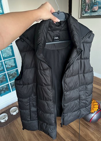 Zara Kadın Gri Fermuarlı Yumuşak Kumaşlı Şişme Yelek - Görsel 5