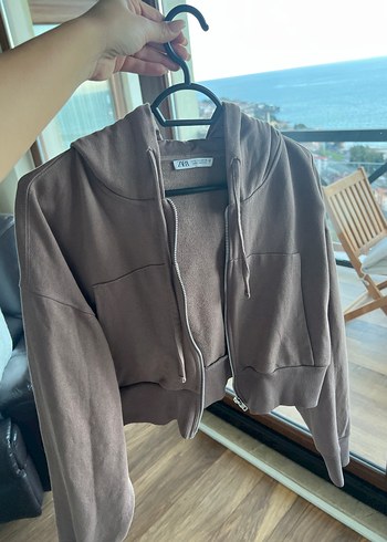 Zata Gül kurusu Kapüşonlu Kadın Sweatshirt - Görsel 5