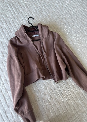 Zata Gül kurusu Kapüşonlu Kadın Sweatshirt - Görsel 3