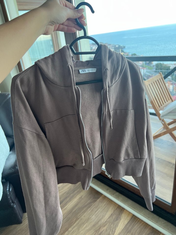 Zata Gül kurusu Kapüşonlu Kadın Sweatshirt - Görsel 5