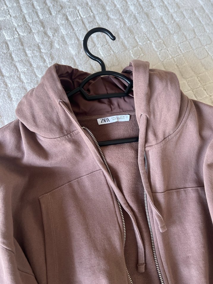 Zata Gül kurusu Kapüşonlu Kadın Sweatshirt - Görsel 4