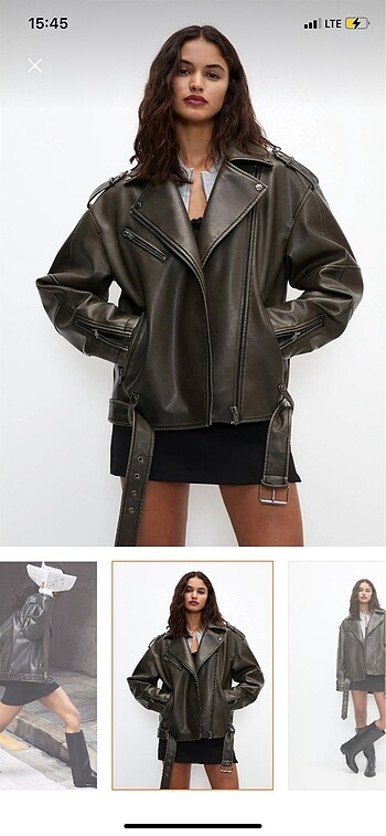 Pull&Bear Suni Deri Biker Ceket