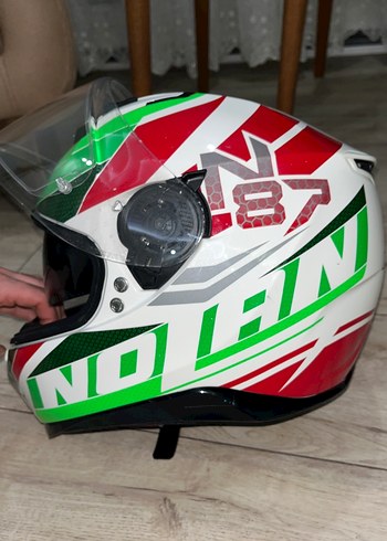 Beyaz Baskılı Seramik Motosiklet Kaskı Nolan - Görsel 6