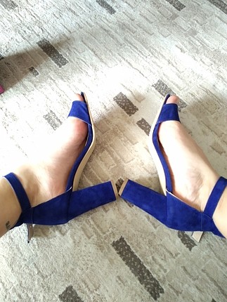 Zara Saks mavisi topuklu ayakkabı