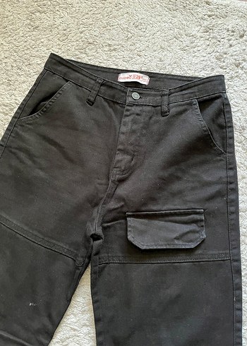 Siyah Salaş Midi Kot Pantolon - Görsel 3