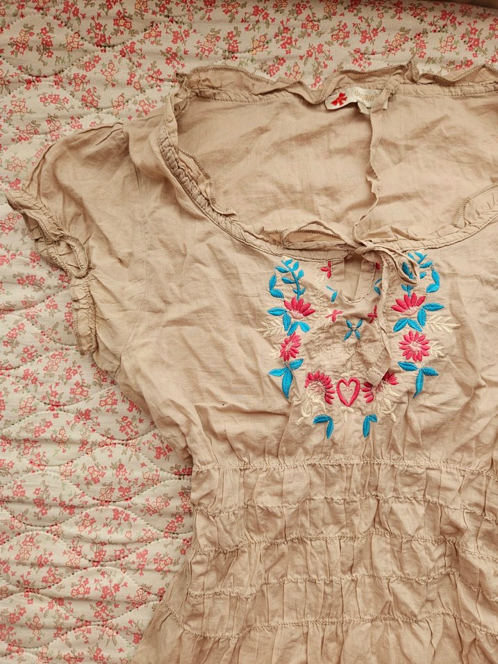 Nakışlı Bohem Keten tunik - Görsel 2