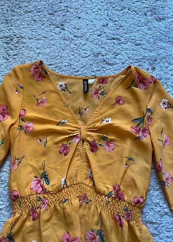 Çiçek Desenli Sarı Bohem Bluz - Görsel 2