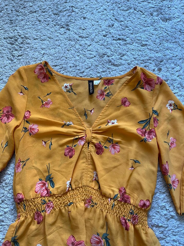 Çiçek Desenli Sarı Bohem Bluz - Görsel 2