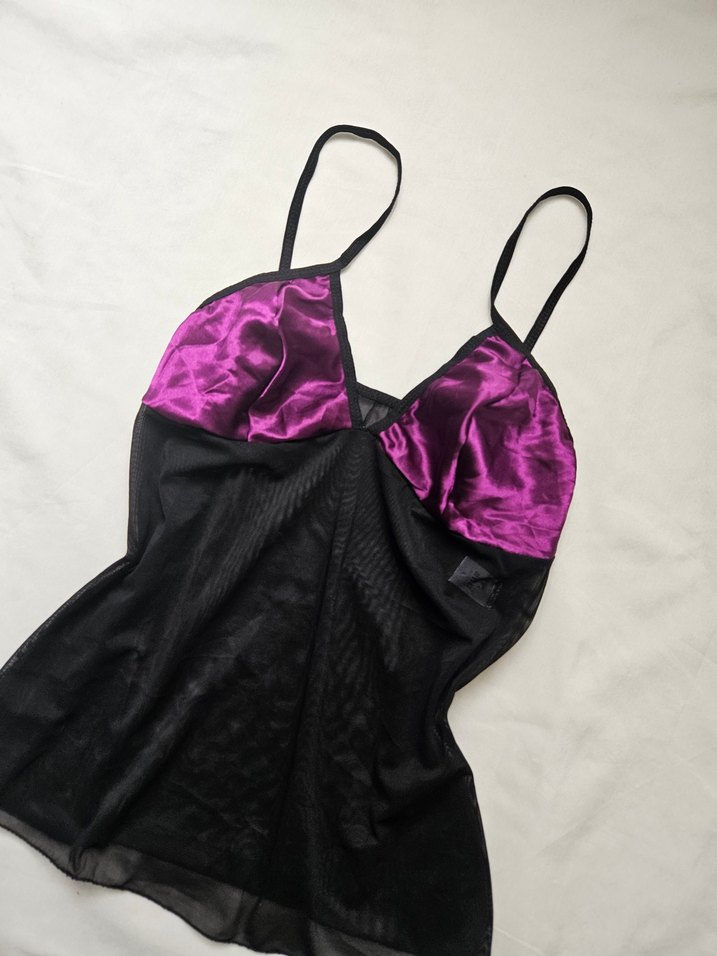 Mor Siyah Gotik Askılı Kadın Büstiyer - Görsel 2