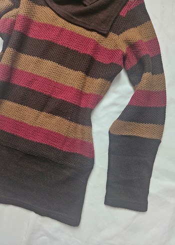 Kahverengi Boğazlı Triko Kadın Kazak - Görsel 4