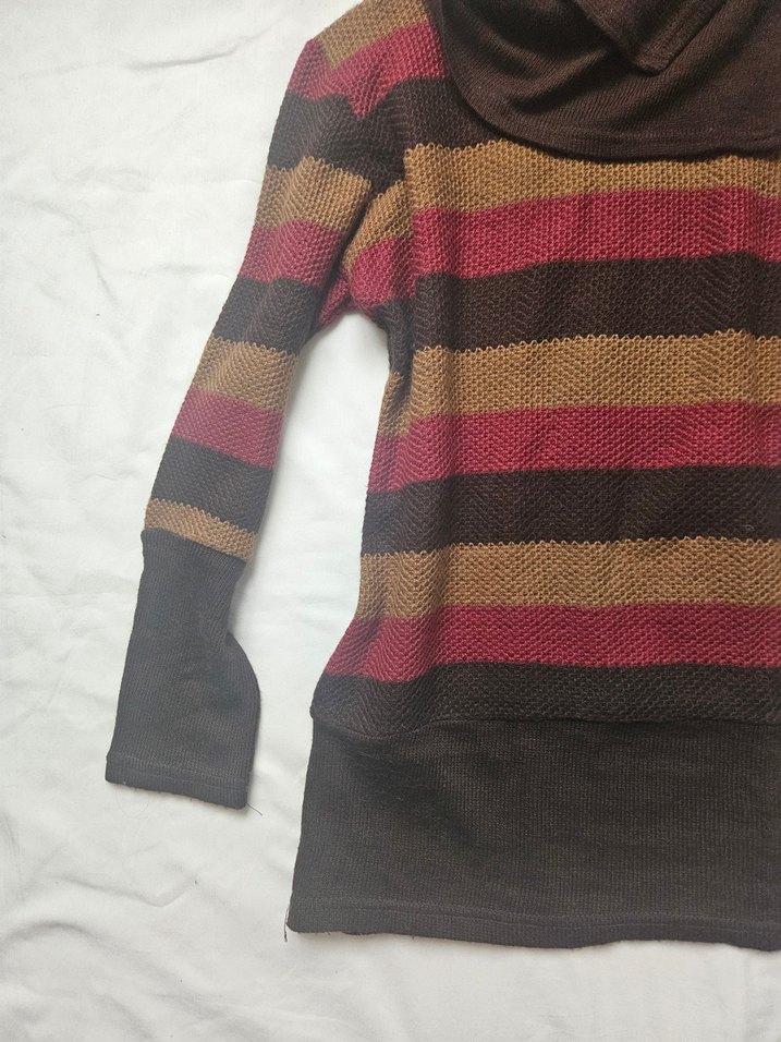 Kahverengi Boğazlı Triko Kadın Kazak - Görsel 2