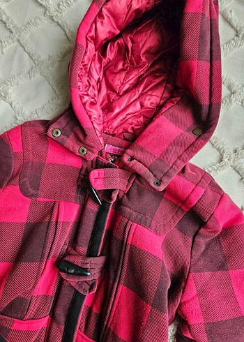 Kapitone Kapüşonlu Kemerli Kırmızı Kadın Ceket - Görsel 3