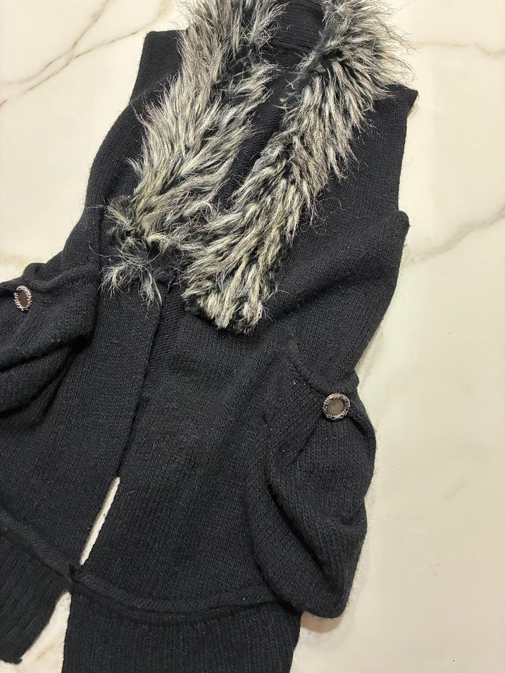 kürklü vintage yelek - Görsel 2