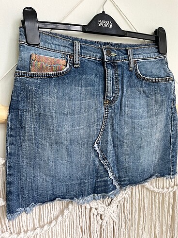 xs Beden Mavi jeans kısa kot etek