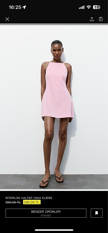 Zara interlok halter yaka mini elbise