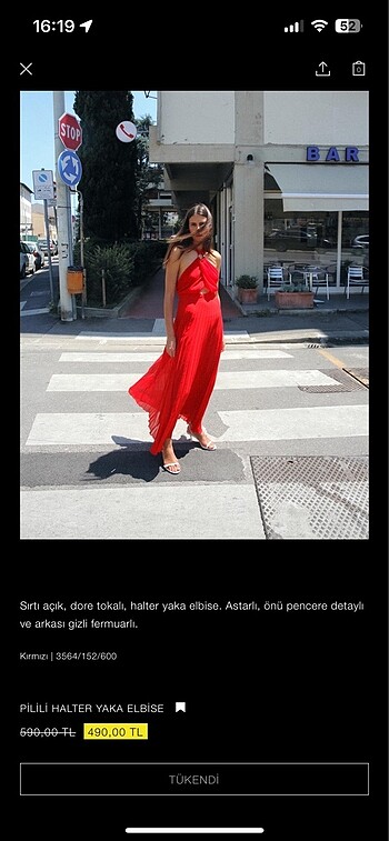 Zara Zara pilili halter yaka elbise