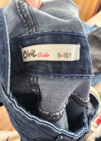 Civil Kızlar İçin Koyu Mavi Denim Askılı Elbise