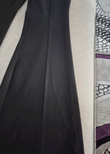 Siyah Kadın Piliseli İspanyol Paça Pantolon - Görsel 4