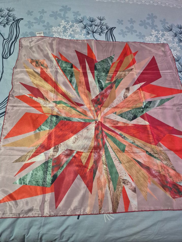 Bohem Çok Renkli İpek Görünümlü Fular Eşarp - Görsel 2