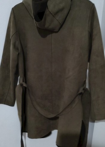 Haki Süet Kuşaklı Kapşonlu Cekst - Görsel 5