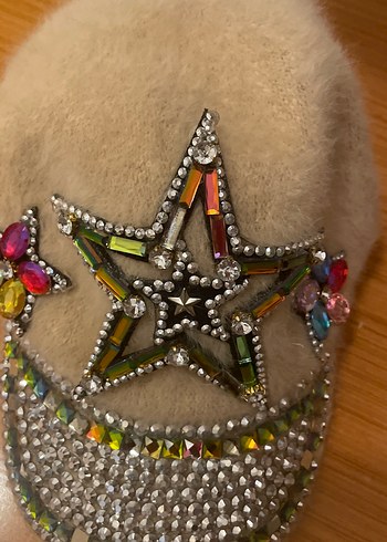 Pul İşlemeli Yıldız Detaylı Kadın Yün Şapka - Görsel 3