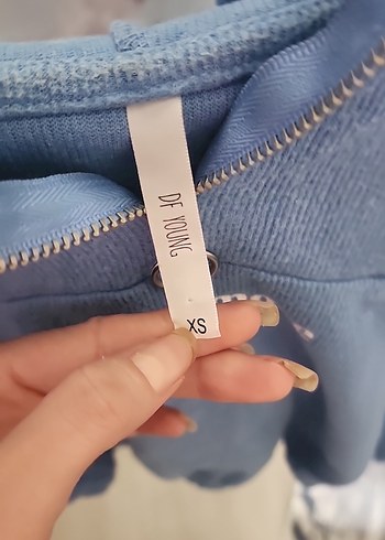 Kadın Mavi Fermuarlı Sweatshirt - Görsel 2