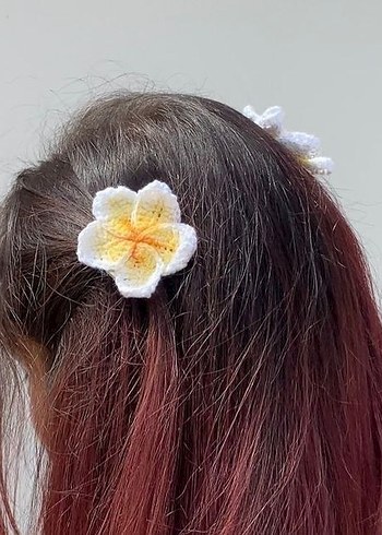 Renkli Örgü Çiçek Çocuk Toka  2li set - Görsel 2