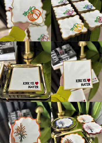 Renkli Desenli sunum peçetesi - Görsel 5