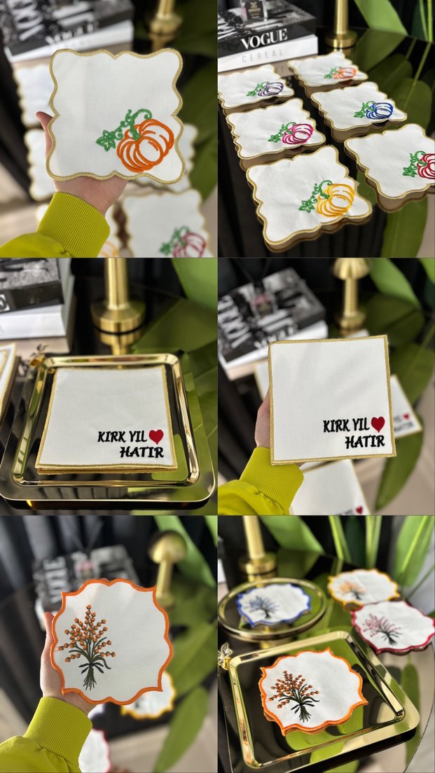 Renkli Desenli sunum peçetesi - Görsel 5