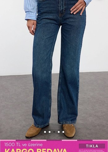 Yüksek bel wide leg  jean - Görsel 3