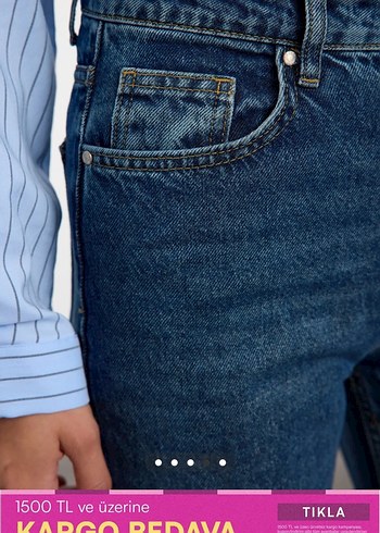 Yüksek bel wide leg  jean - Görsel 4