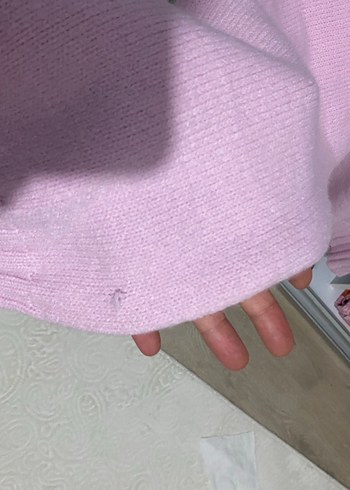 Pembe Örme Kadın Sweatshirt - Görsel 2