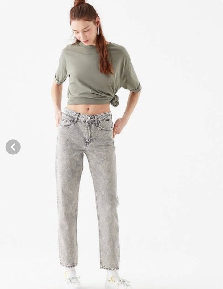 Gri Düğmeli Kadın Denim Pantolon - Görsel 3