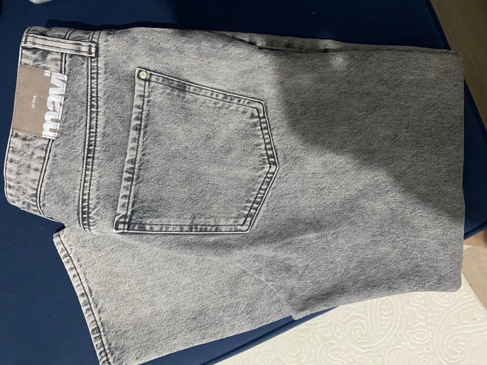 Gri Düğmeli Kadın Denim Pantolon - Görsel 2